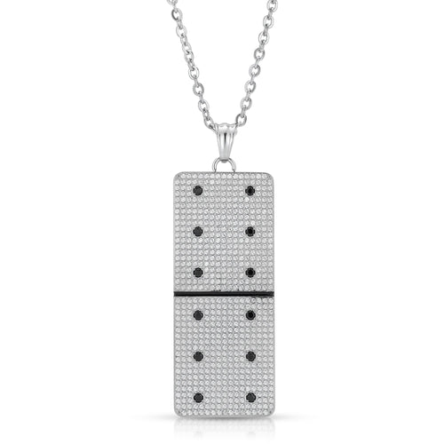 Large Clear Micro Pave Domino With 12 Black CZ - Domino effect jewelry