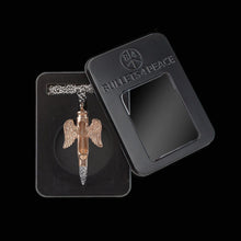 Load image into Gallery viewer, Engraved Rose Gold &quot;Guardian Angel Wings - Swarovski - Domino effect jewelry