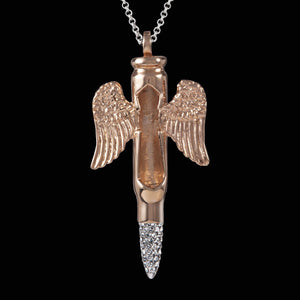 Engraved Rose Gold "Guardian Angel Wings - Swarovski - Domino effect jewelry