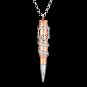 Silver Let Peace Out Bullet  - Rose Gold Plated - Domino effect jewelry