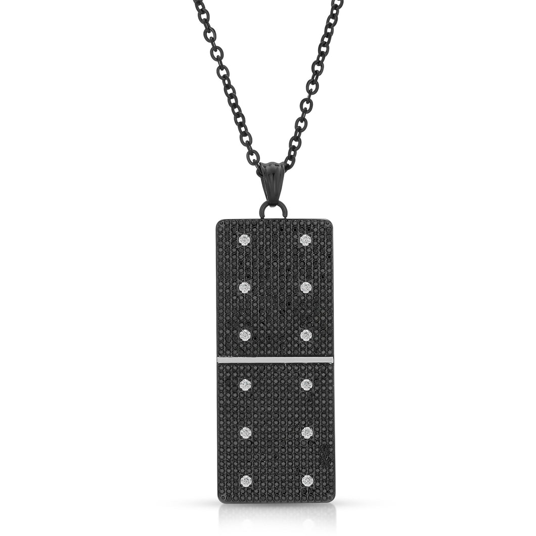Large Black Micro Pave Domino With 12 Clear CZ - Domino effect jewelry