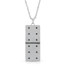 Load image into Gallery viewer, Large Clear Micro Pave Domino With 12 Black CZ - Domino effect jewelry