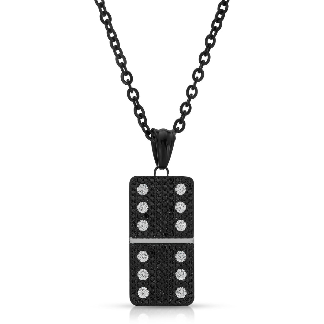 Small Black Micro Pave Domino With 12 Clear CZ - Domino effect jewelry