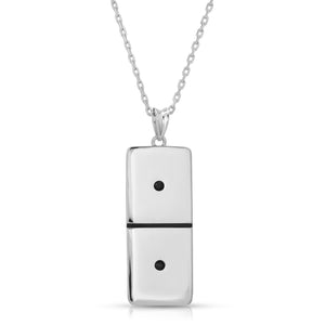 Small Silver Domino With 2 Black Diamonds - Domino effect jewelry