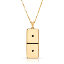 Load image into Gallery viewer, Small Gold Domino With 2 Black Diamonds - Domino effect jewelry
