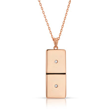 Load image into Gallery viewer, Small Rose Gold Domino With 2 Clear Diamonds - Domino effect jewelry