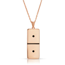 Load image into Gallery viewer, Small Rose Gold Domino With 2 Black Diamonds - Domino effect jewelry