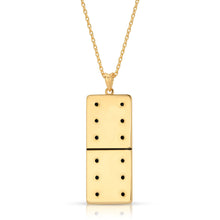Load image into Gallery viewer, Gold Plated Large Domino With 12 Black CZ - Domino effect jewelry