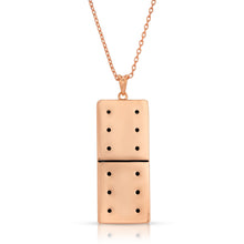 Load image into Gallery viewer, Rose Gold Plated Large Domino With 12 Black CZ - Domino effect jewelry