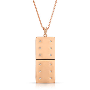 Rose Gold Plated Large Domino With 12 Clear CZ - Domino effect jewelry