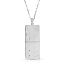 Load image into Gallery viewer, Silver Plated Large Domino With 12 Clear CZ - Domino effect jewelry